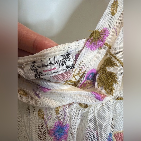 Free People Daphne Embroidered Slip Pretty Colorful Mesh Maxi Dress - Picture 7 of 8